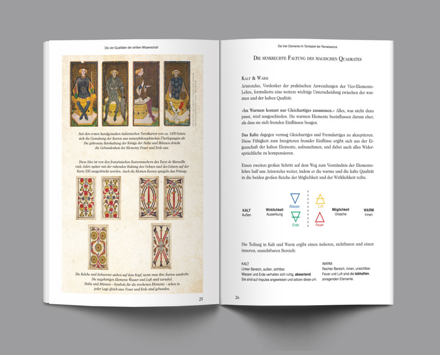 Beispiel die vier Qualitäten, Ausschnitt aus dem Buch Der Tarot der Vier Elemente - Erfolgreich Kartenlegen