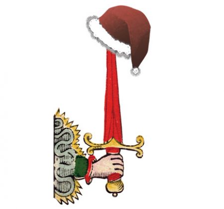 Original Tarot de Marseille von 1760 Weihnachtsaktion, Kartenausschnitt Schwert mit Mütze